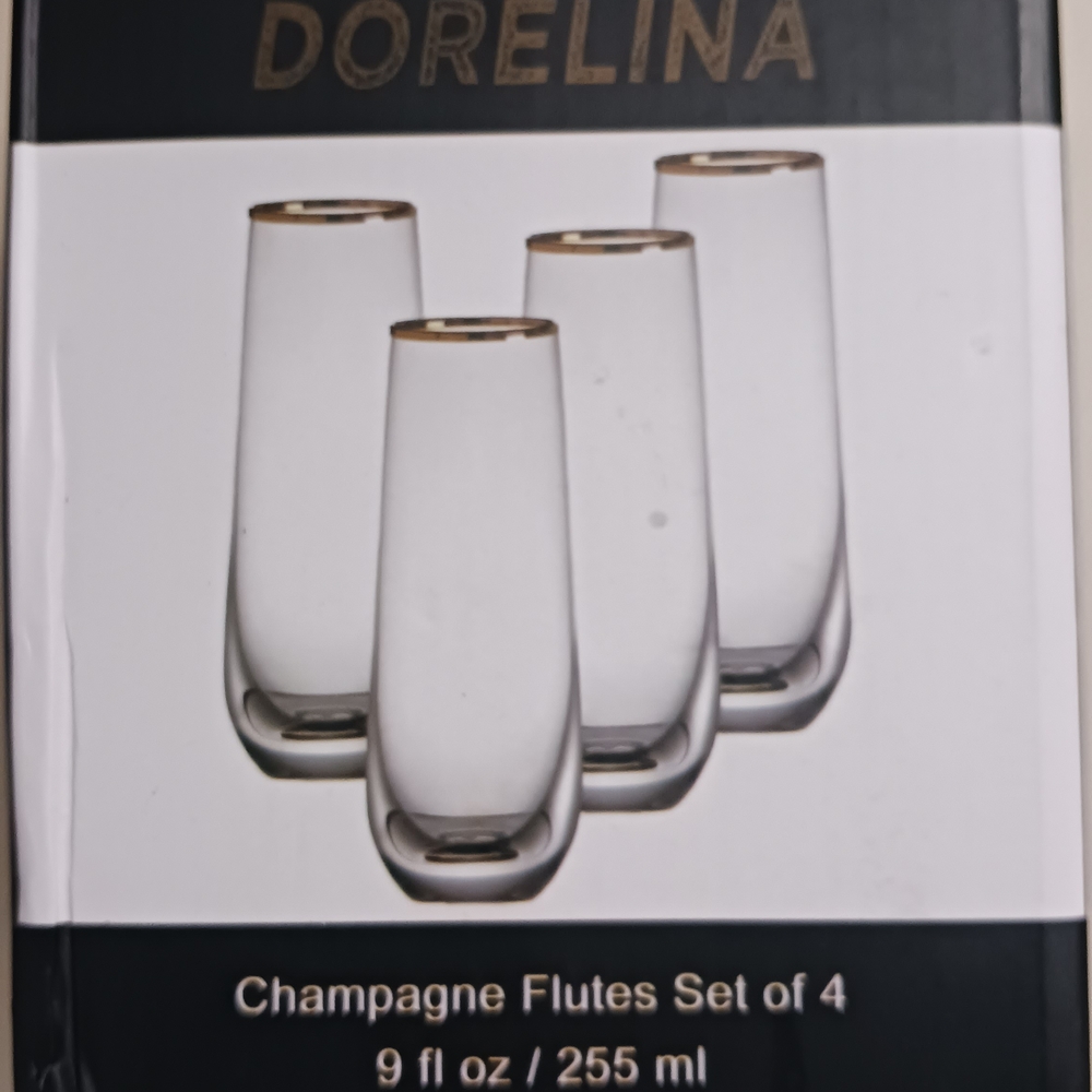 Gold Rim Champagne Flutes Set of 4